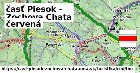 časť Piesok - Zochova Chata Turistické trasy červená iná