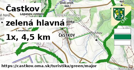 Častkov Turistické trasy zelená hlavná