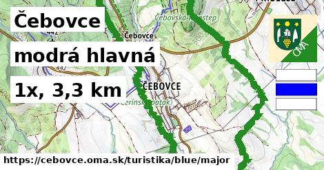 Čebovce Turistické trasy modrá hlavná