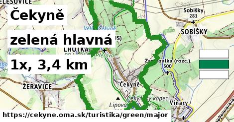 Čekyně Turistické trasy zelená hlavná