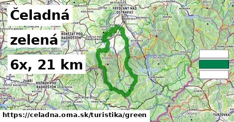 Čeladná Turistické trasy zelená 