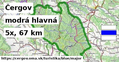 Čergov Turistické trasy modrá hlavná