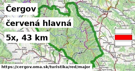 Čergov Turistické trasy červená hlavná