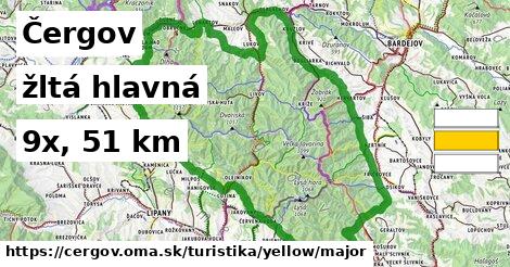 Čergov Turistické trasy žltá hlavná