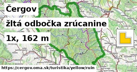 Čergov Turistické trasy žltá odbočka zrúcanine