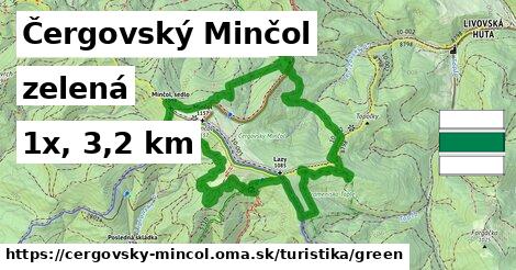 Čergovský Minčol Turistické trasy zelená 