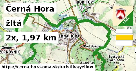 Černá Hora Turistické trasy žltá 