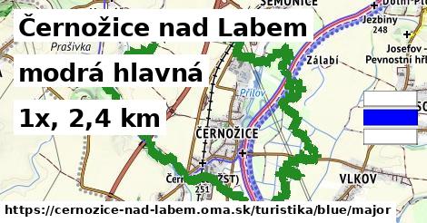 Černožice nad Labem Turistické trasy modrá hlavná