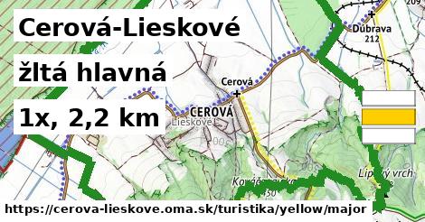 Cerová-Lieskové Turistické trasy žltá hlavná