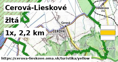 Cerová-Lieskové Turistické trasy žltá 