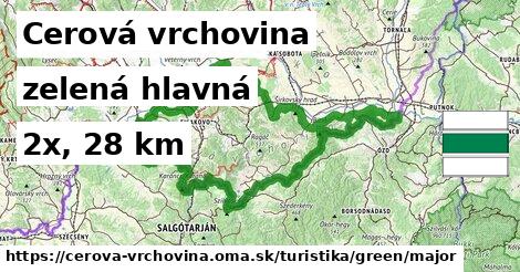 Cerová vrchovina Turistické trasy zelená hlavná