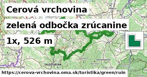Cerová vrchovina Turistické trasy zelená odbočka zrúcanine