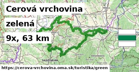 Cerová vrchovina Turistické trasy zelená 