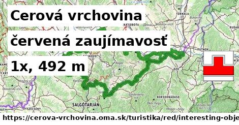 Cerová vrchovina Turistické trasy červená zaujímavosť