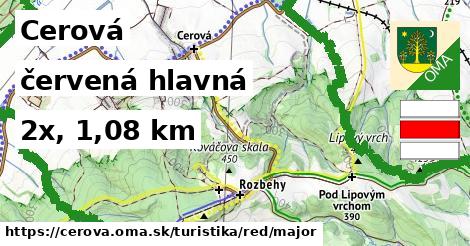 Cerová Turistické trasy červená hlavná