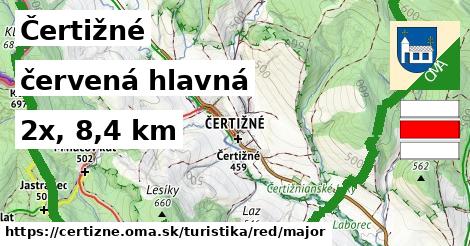 Čertižné Turistické trasy červená hlavná