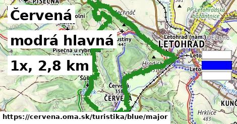 Červená Turistické trasy modrá hlavná