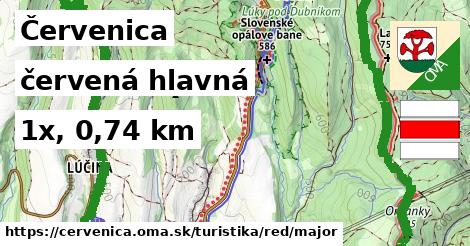 Červenica Turistické trasy červená hlavná