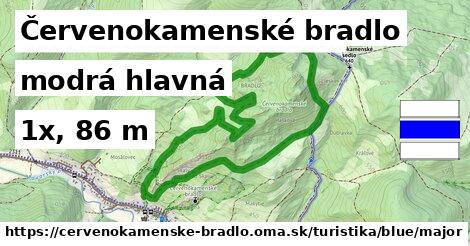 Červenokamenské bradlo Turistické trasy modrá hlavná