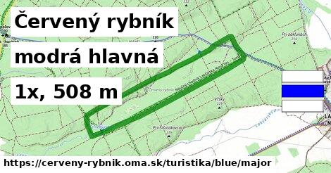 Červený rybník Turistické trasy modrá hlavná