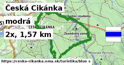 Česká Cikánka Turistické trasy modrá 