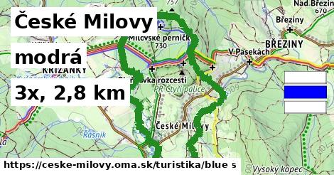 České Milovy Turistické trasy modrá 