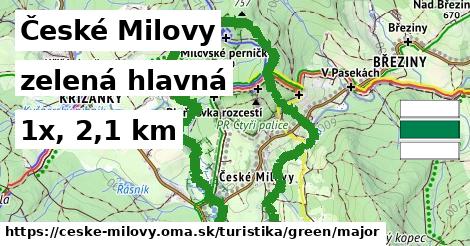 České Milovy Turistické trasy zelená hlavná