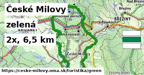 České Milovy Turistické trasy zelená 