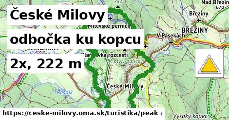 České Milovy Turistické trasy odbočka ku kopcu 