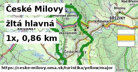 České Milovy Turistické trasy žltá hlavná