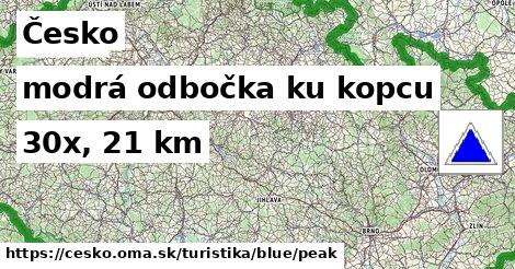 Česko Turistické trasy modrá odbočka ku kopcu