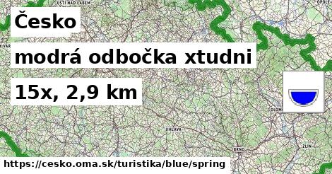 Česko Turistické trasy modrá odbočka xtudni