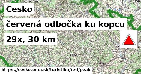 Česko Turistické trasy červená odbočka ku kopcu