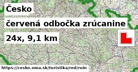 Česko Turistické trasy červená odbočka zrúcanine