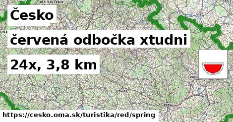 Česko Turistické trasy červená odbočka xtudni