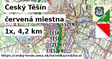 Český Těšín Turistické trasy červená miestna