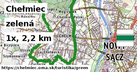 Chełmiec Turistické trasy zelená 