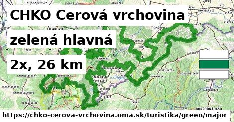 CHKO Cerová vrchovina Turistické trasy zelená hlavná