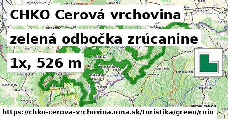 CHKO Cerová vrchovina Turistické trasy zelená odbočka zrúcanine