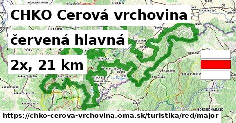 CHKO Cerová vrchovina Turistické trasy červená hlavná