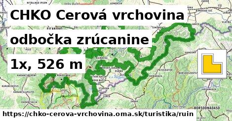 CHKO Cerová vrchovina Turistické trasy odbočka zrúcanine 