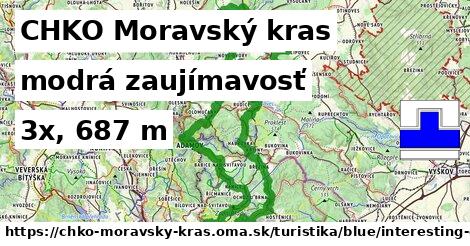 CHKO Moravský kras Turistické trasy modrá zaujímavosť