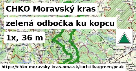 CHKO Moravský kras Turistické trasy zelená odbočka ku kopcu