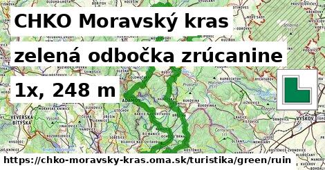 CHKO Moravský kras Turistické trasy zelená odbočka zrúcanine