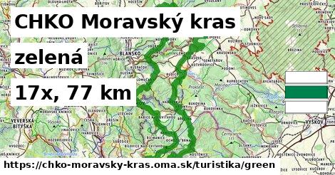 CHKO Moravský kras Turistické trasy zelená 