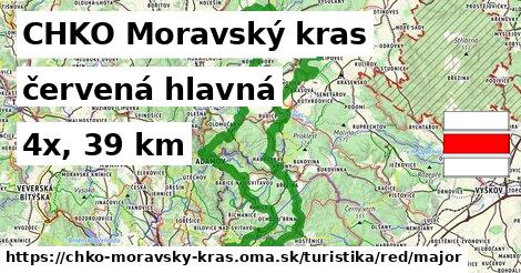 CHKO Moravský kras Turistické trasy červená hlavná