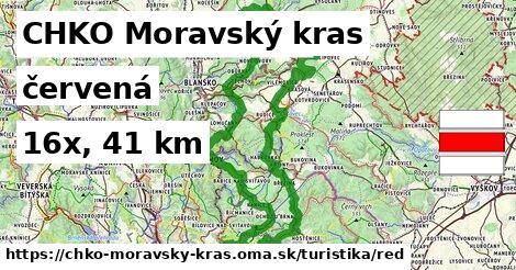 CHKO Moravský kras Turistické trasy červená 