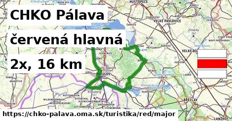 CHKO Pálava Turistické trasy červená hlavná