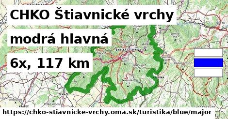 CHKO Štiavnické vrchy Turistické trasy modrá hlavná