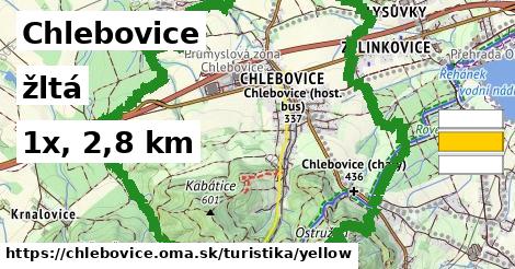 Chlebovice Turistické trasy žltá 